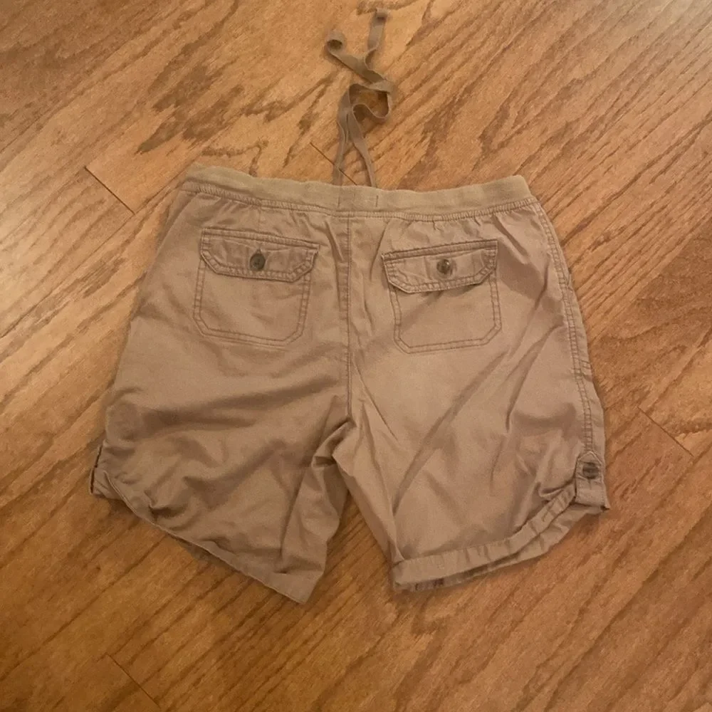Merona size small tan shorts with pockets in the front, tie at waste